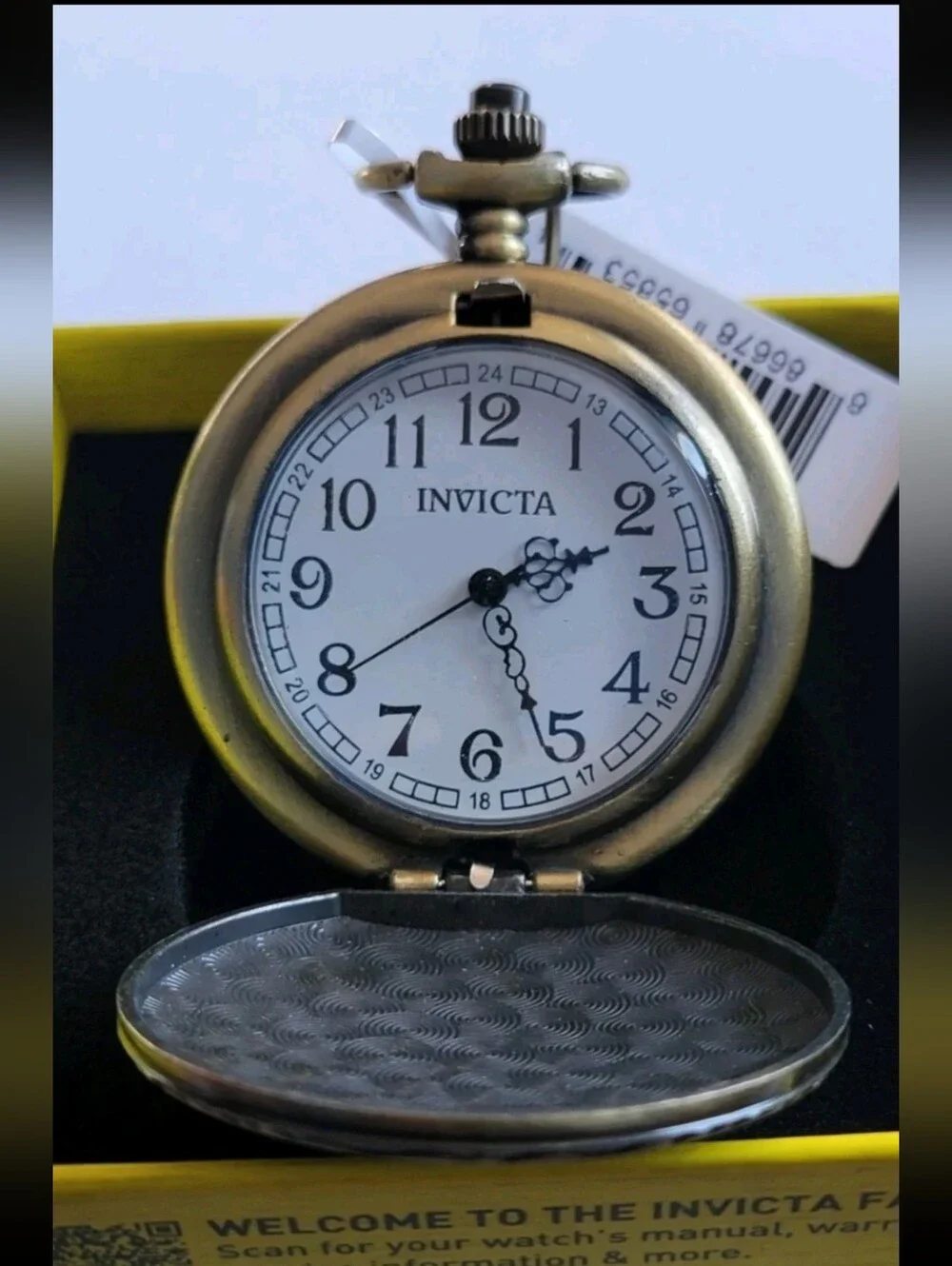 NEW ⏱️ Invicta Vintage Monarch Floral Etched Pocket Watch - 47mm. Bronze 49005